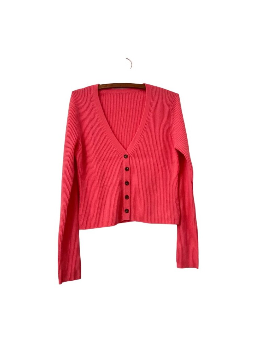 NAADAM Womens Pink Ribbed Cropped Cashmere Cardigan Sweater Size Medium